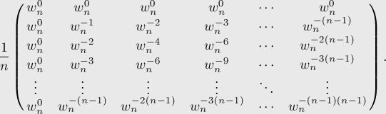  \frac{1}{n} \pmatrix{ w_n^0 & w_n^0 & w_n^0 & w_n[...]